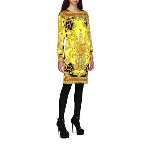 versace collection yellow dress|versace boatneck dress.